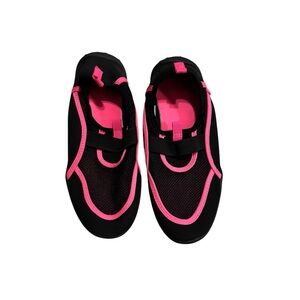 Kids Black and Pink Slip-On Water Shoes - Secure Fit Girls Size 4-5